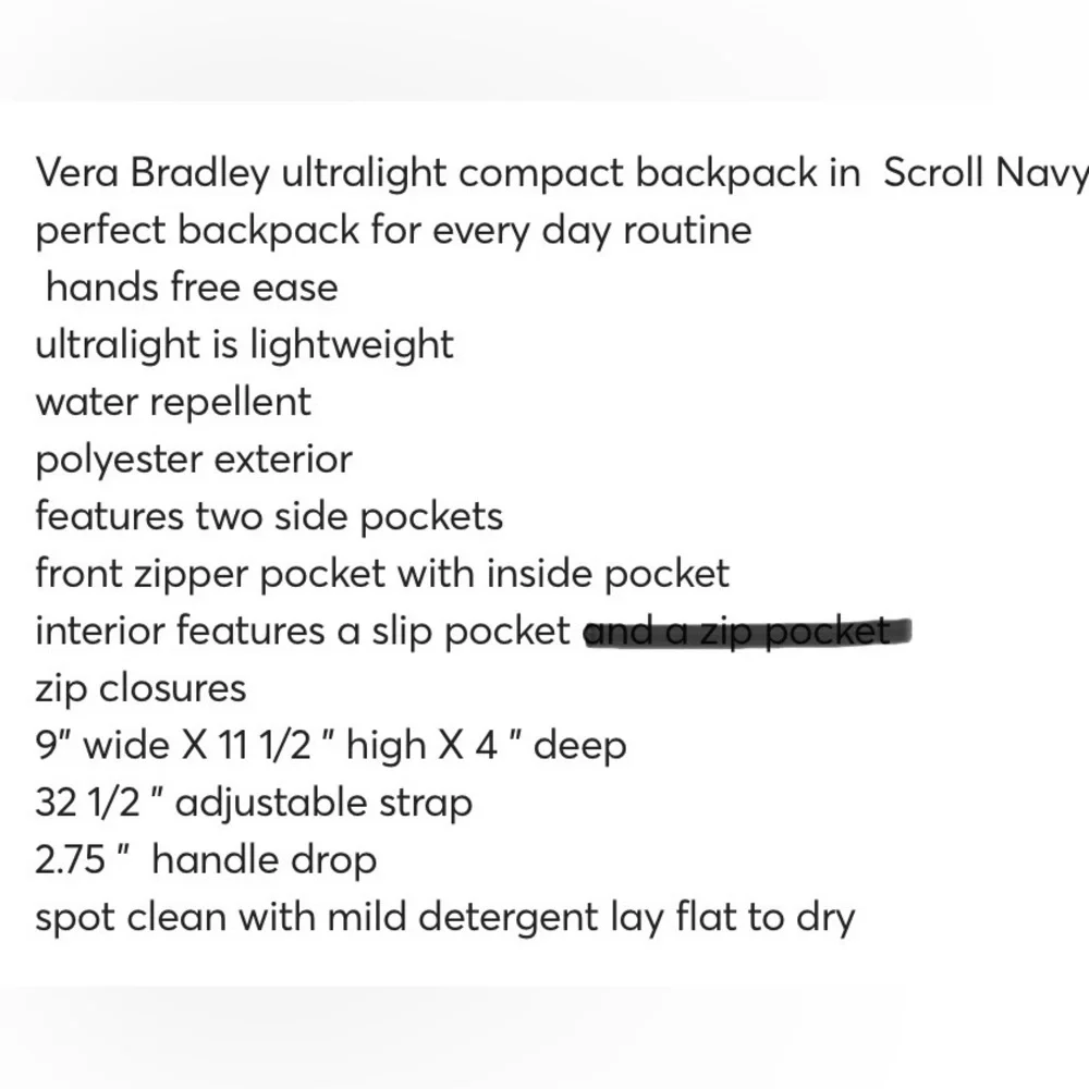 🌸Vera Bradley Ultralight Essential Compact Backpack - Picture 9 of 15